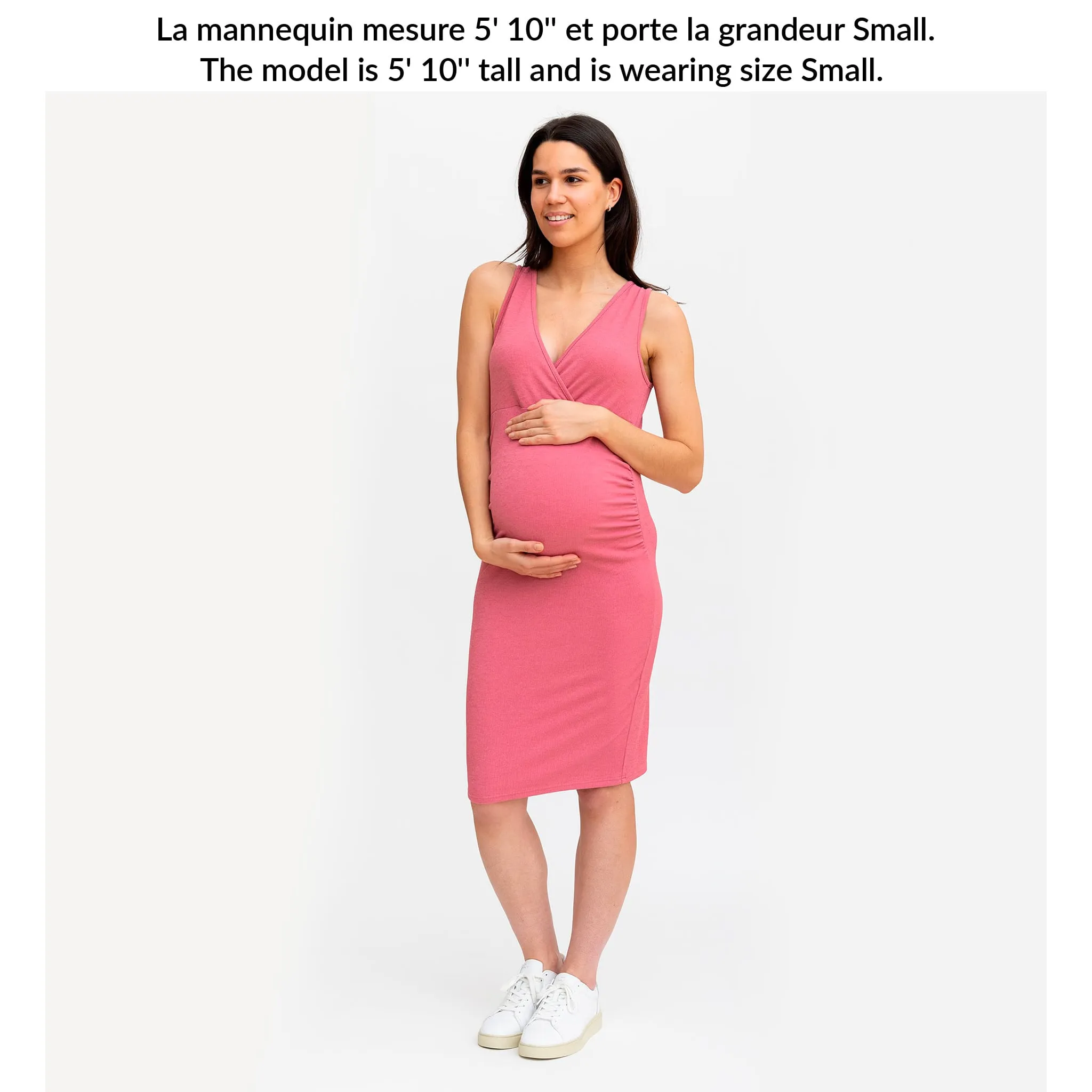 Bella Maternité Robe Côtelée Noeud Rose