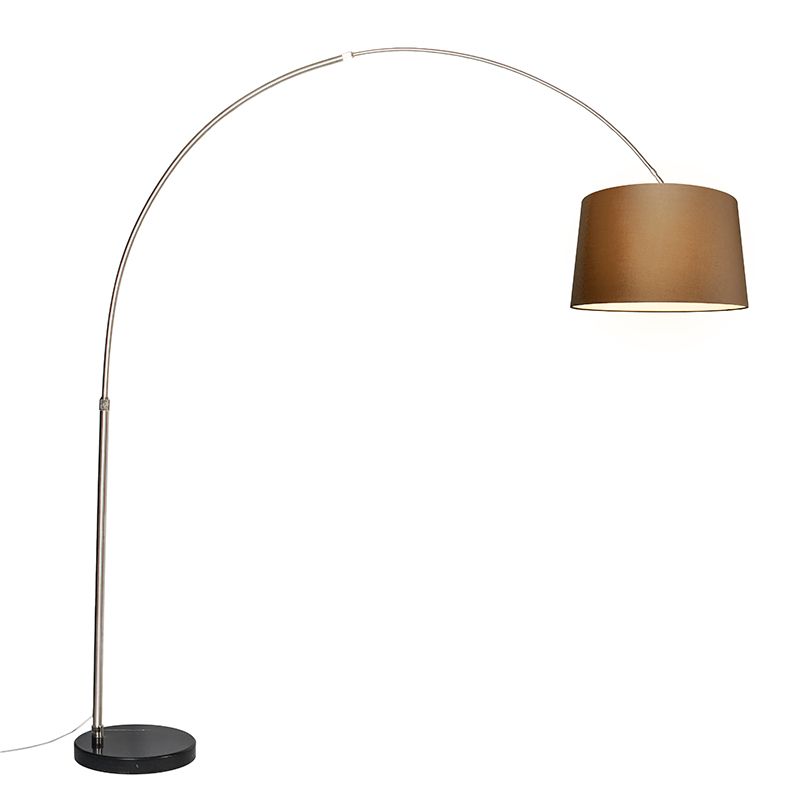 Booglamp staal stoffen kap bruin 45 cm - XXL