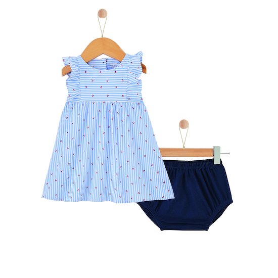 Robe + Bloomer Blue Garden   Bleu        1 mois   de               P'tit bisou