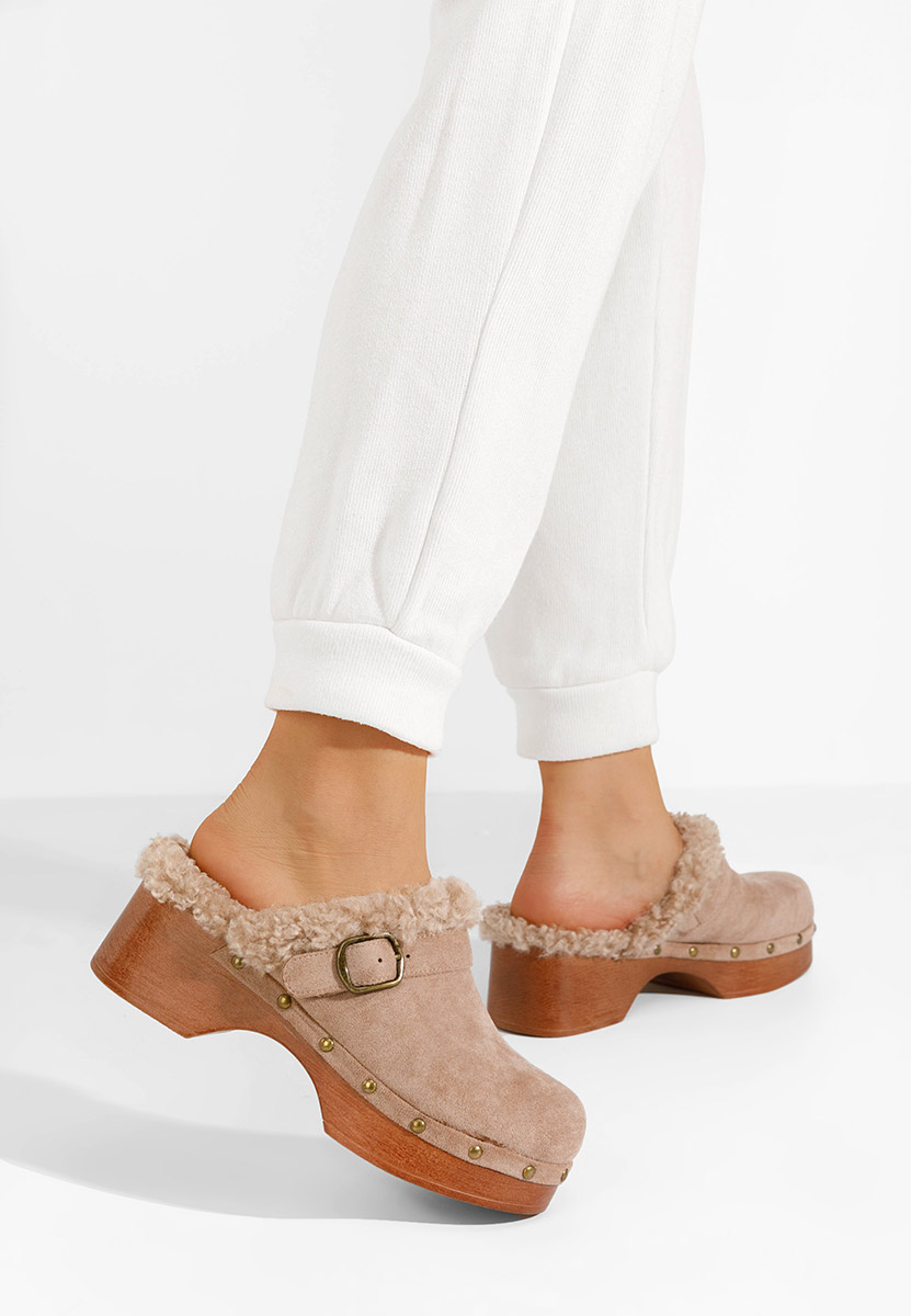Sabots à talon kaki Mieko