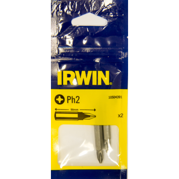 Irwin schroefbit Phillips 50 mm PH2. 2 stuks.