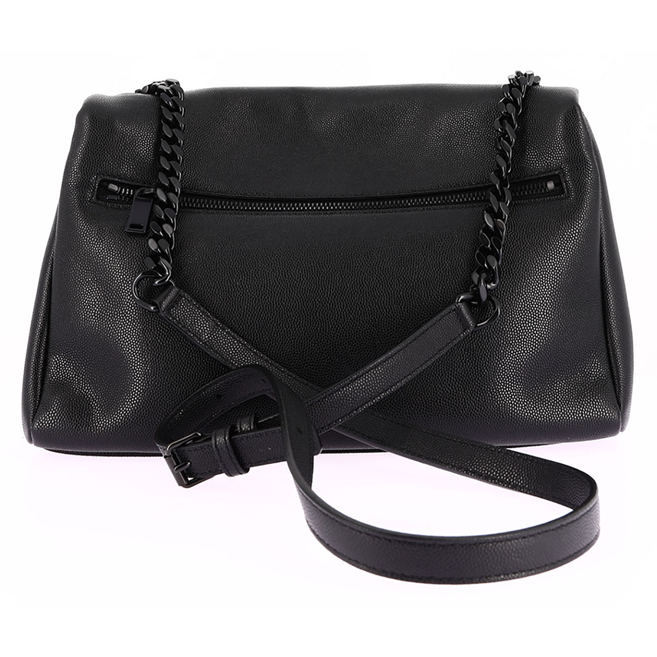 Saint Laurent Sac bandoulière West Hollywood en Cuir grain de poudre noir - Très bon état - L.27 cm
