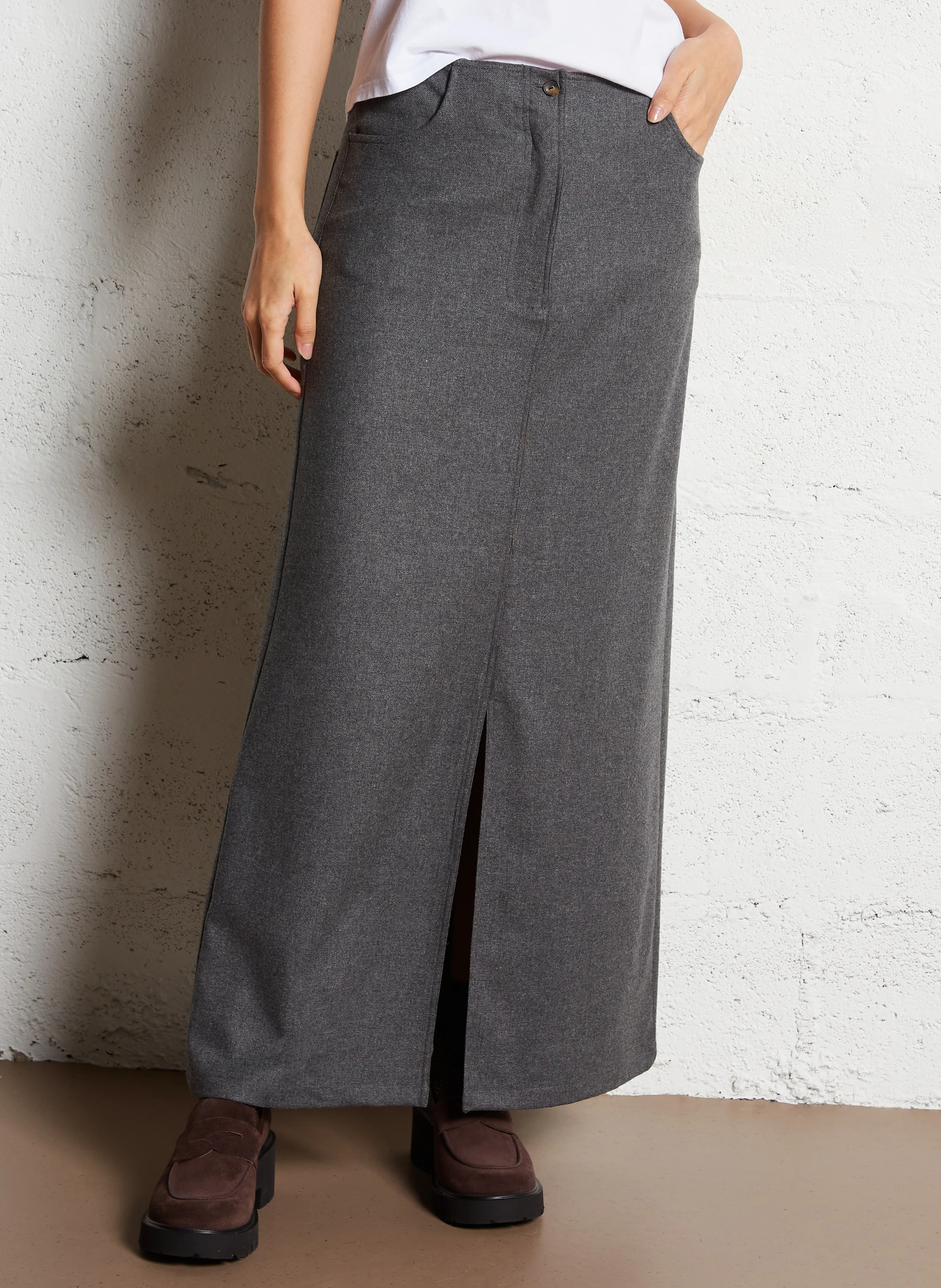 JONATO - Jupe longue tailleur | Gris
