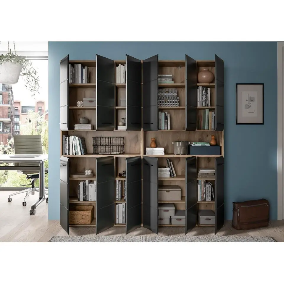 Hioshop Ice badkamer I15 zwart mat- eiken decor