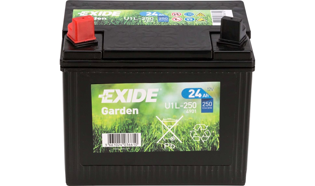 Batteri Exide Garden 12V-24Ah SLA, havetraktor