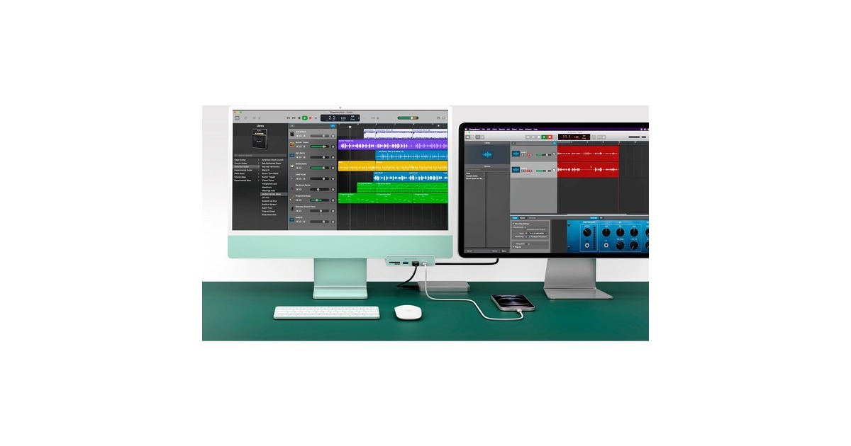 HyperHyperDrive 6-in-1 USB-C Hub for iMac 24″ usb-hub  (Wit)