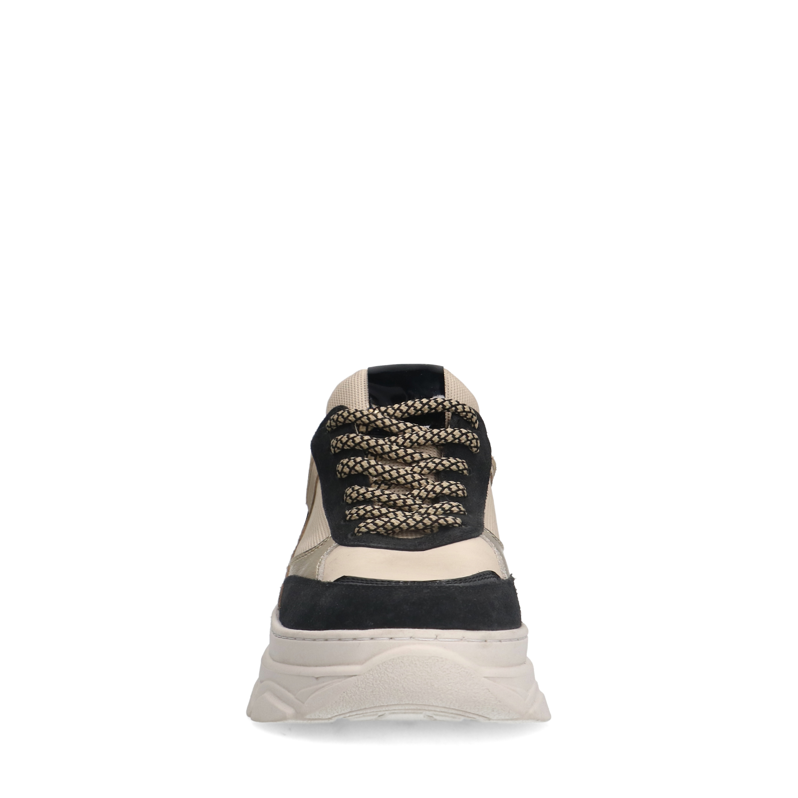 Zwarte leren sneakers met suède details