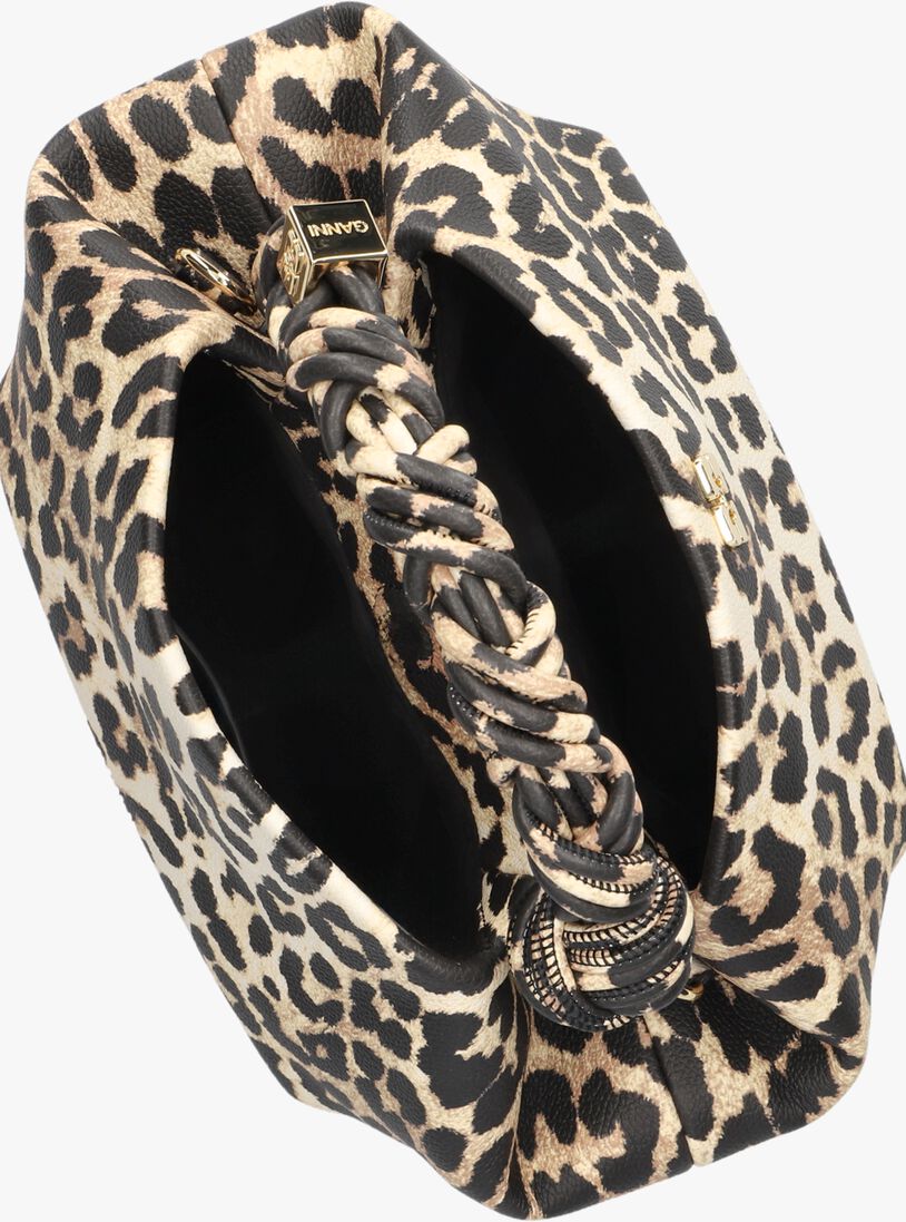 beige ganni handtas bou small grained printed