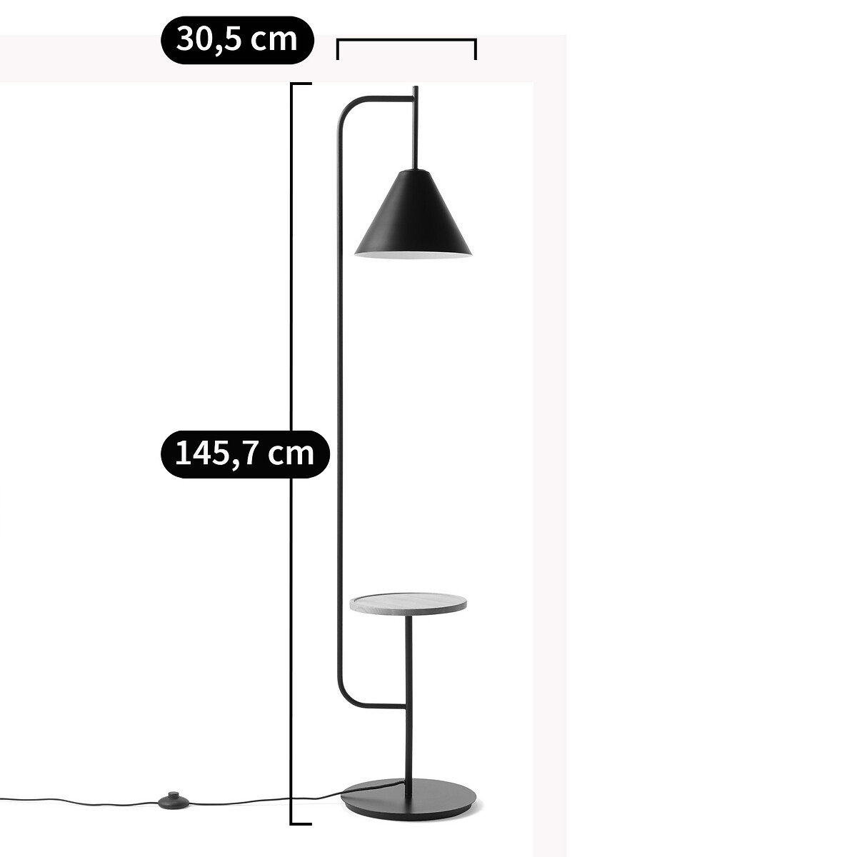 LA REDOUTE INTERIEURS<br>Luminária de chão com prateleira de metal e carvalho Mugli