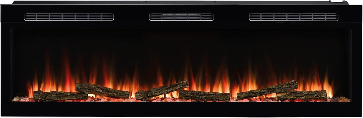Dimplex Sense Optiflame Media - Wandfeuer, Wandmontage oder Einbau, integrierter elektrischer Kamin, mit 13 Farbthemen, 3 Heizeinstellungen, Fernbedienungen und WLAN, 60 Zoll / 153,3 cm