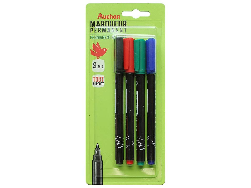 CONJUNTO DE 4 MARCADORES PERMANENTES AUCHAN