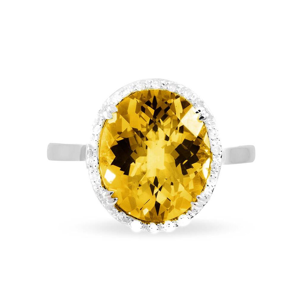 Bague Anna Or Blanc Citrine Et Diamant