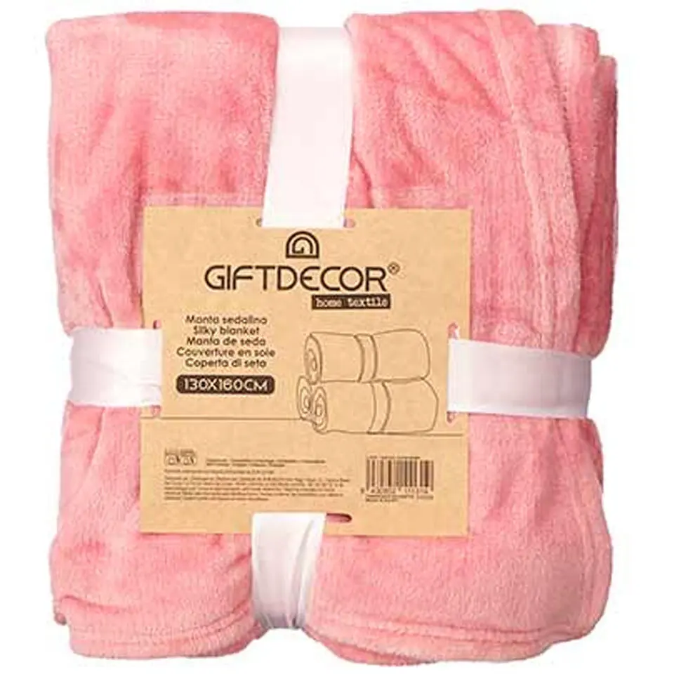 Giftdecor Fleece plaid - roze - polyester - 130 x 160 cm