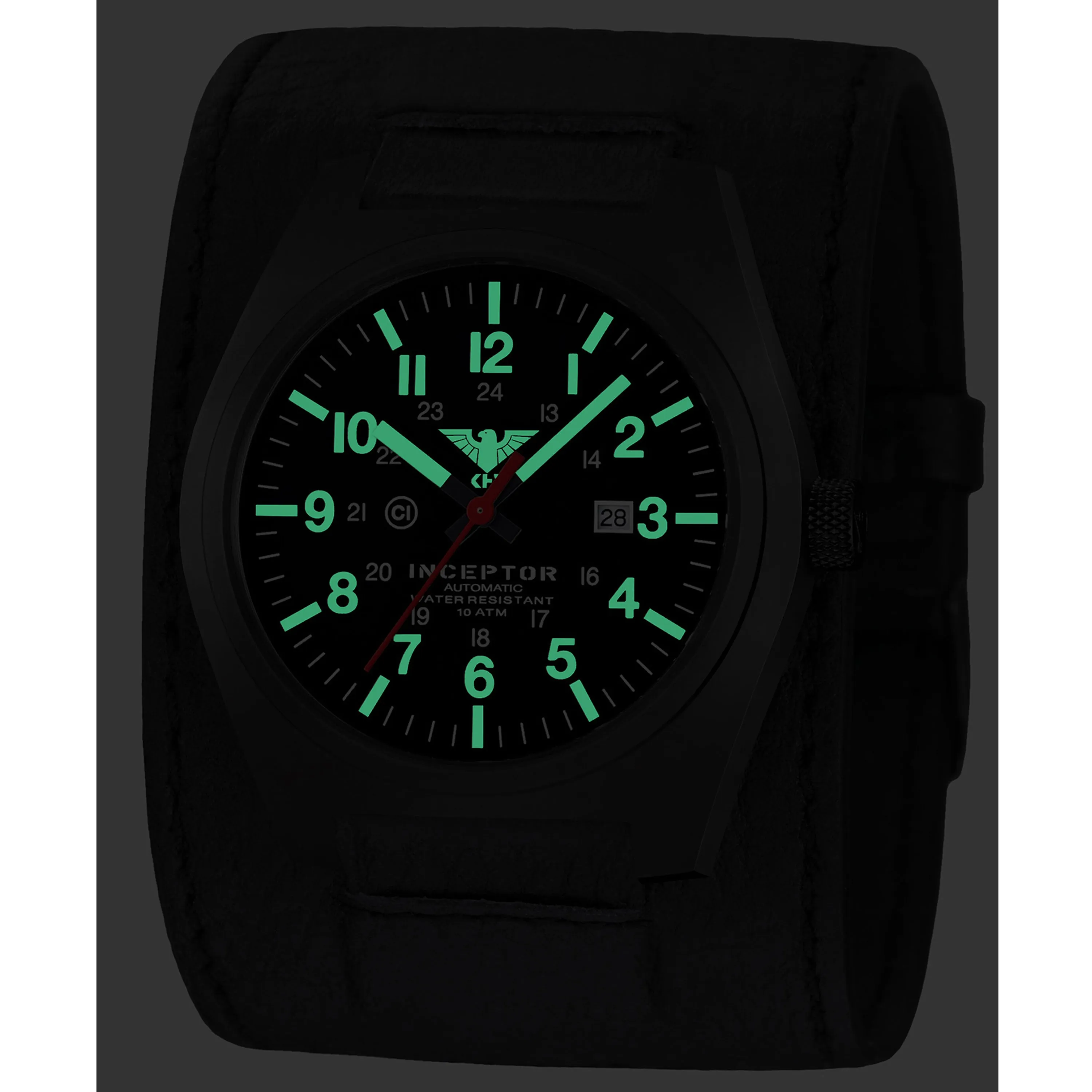 KHS -  Uhr Inceptor Black Steel Automatic Lederkraftband