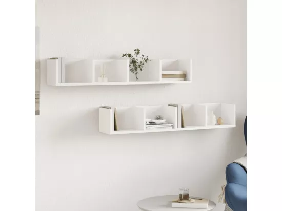 Armoires murales 2 pcs blanc 99x18x16,5 cm bois d'ingénierie