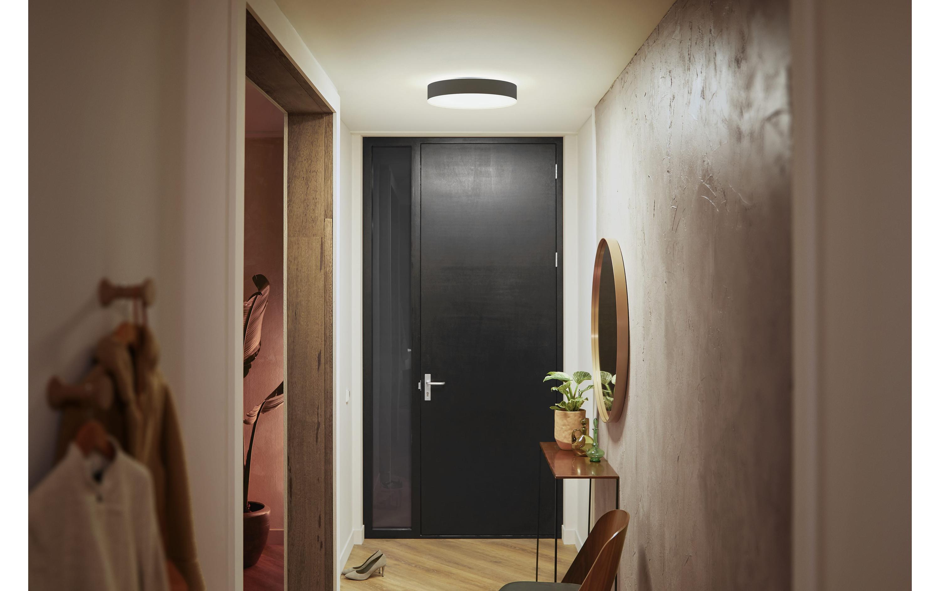 White Ambiance Enrave Deckenleuchte M Schwarz + Dimmer<br>Deckenlampe steuerbar mit Philips Hue