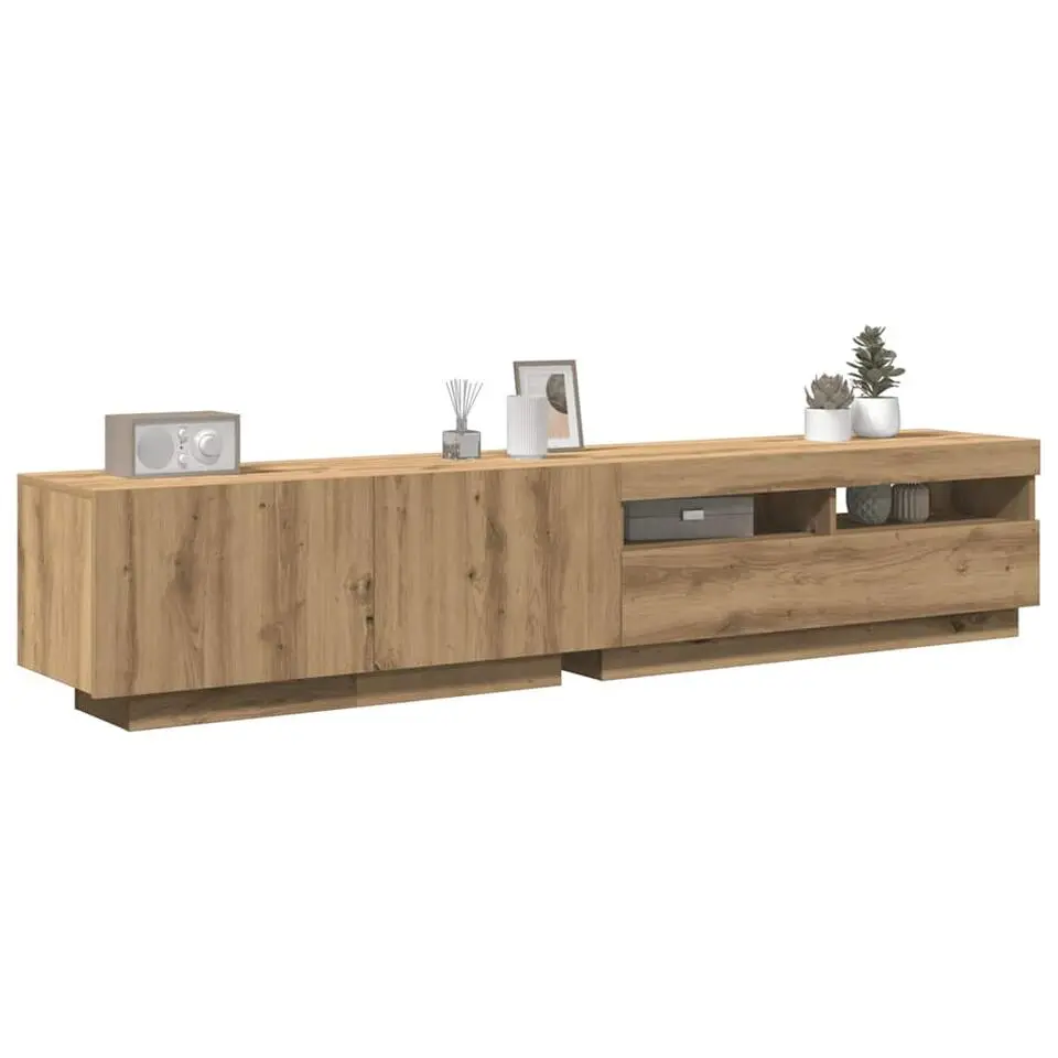 vidaXL - 2-delige TV-meubel - LED-verlichting - Artisanaal eiken - 200x35x40 cm