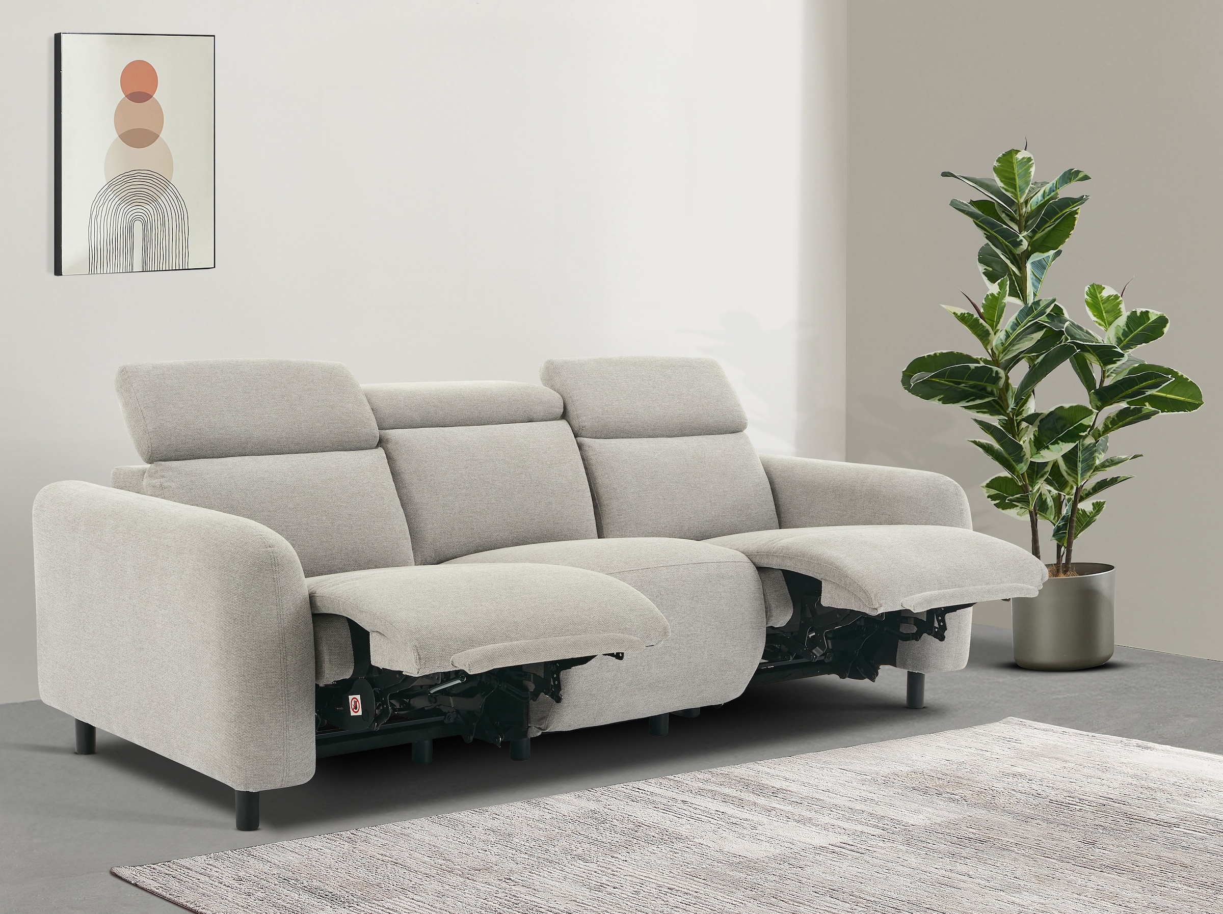 Home affaire 3-Sitzer »SKAANE Struktur-Sofa, 229 cm, manuelle-u. elektrische Relaxfunktion« Relax-Funktion in 2 Sitzen, Kopfteilverstellung, Federkernpolsterung
