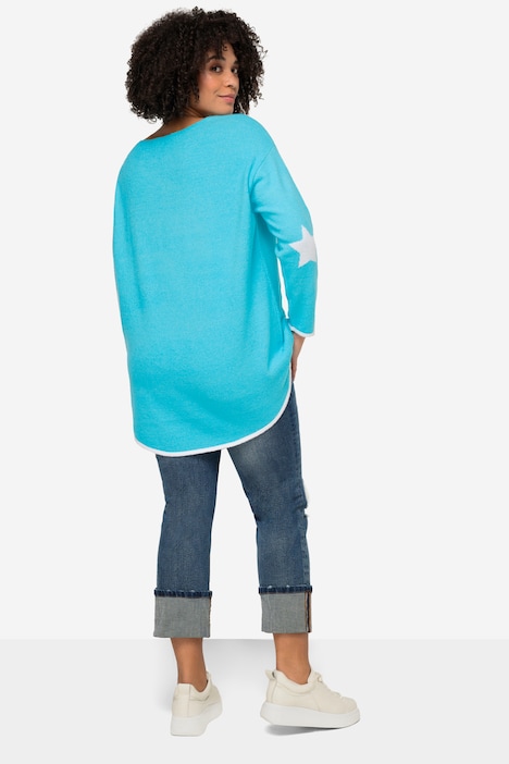 Pullover, oversized, Sterne, V-Ausschnitt, Langarm