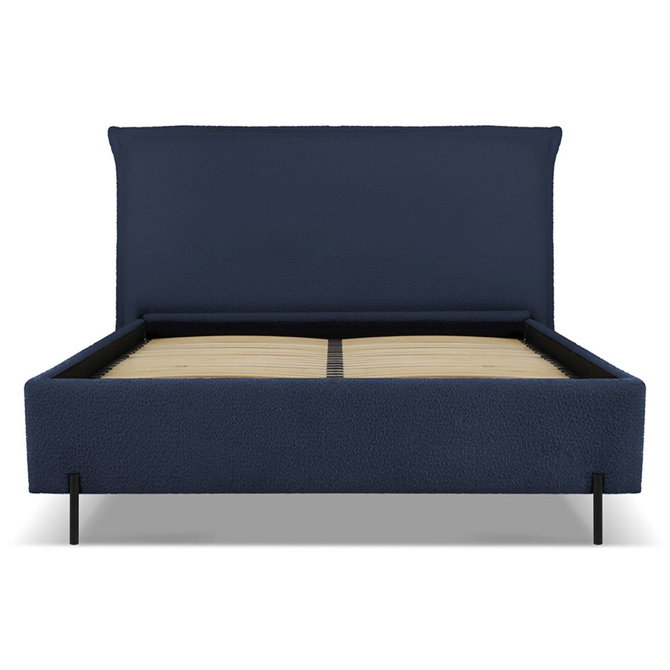 Milo Casa Lit Coffre avec tête de Lit Bouclette Armie bleu - 160x200 cm