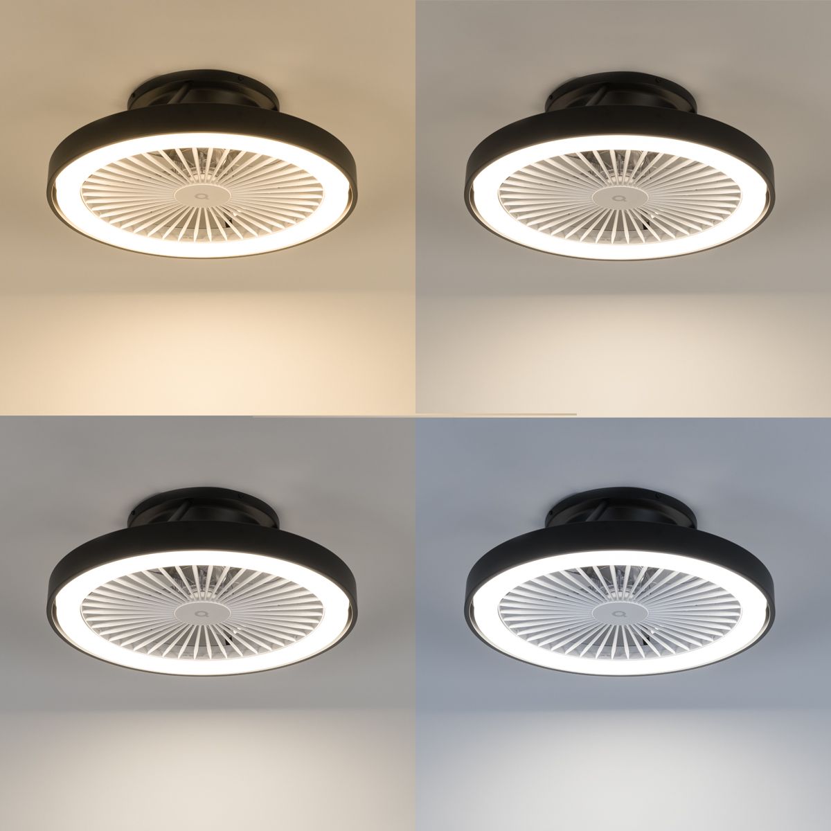 Smart plafondventilator zwart 54cm incl. LED dimbaar met afstandsbediening - Dave