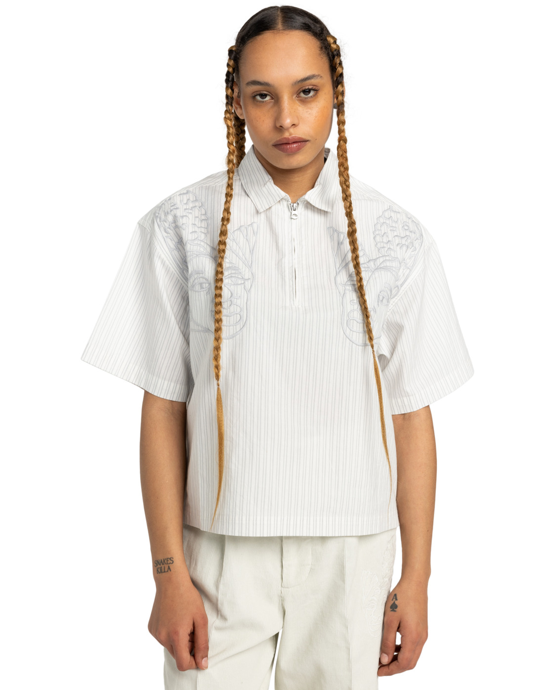 Element VMXE Zip SS Shirt Vitoria Oxford Stripes