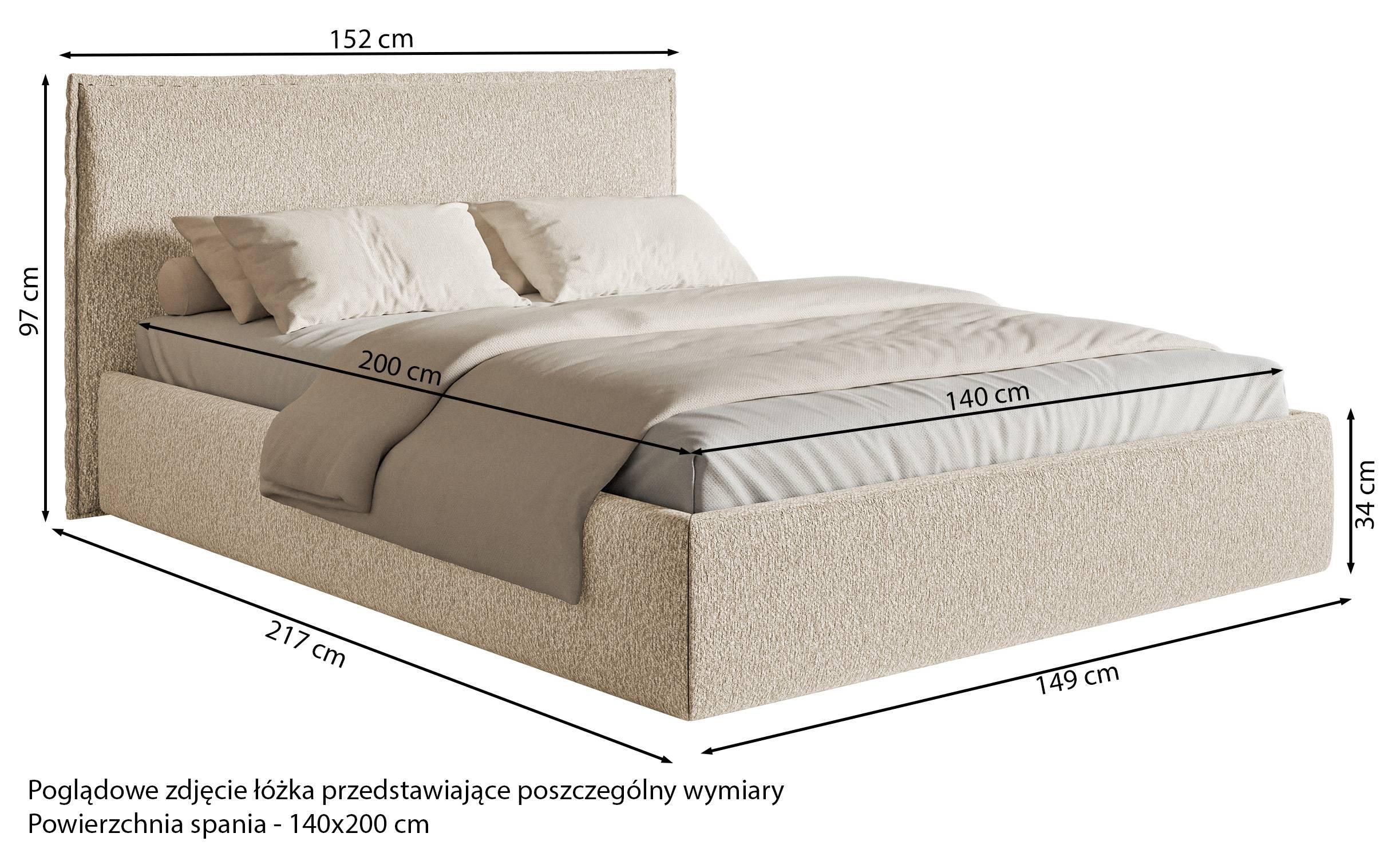 NADUVI Collection Bedframe Esmay chenille 140 x 200 cm