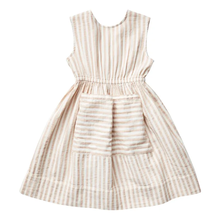 Soor Ploom Robe Gaze de Coton Bio Rayée Orla | Ecru
