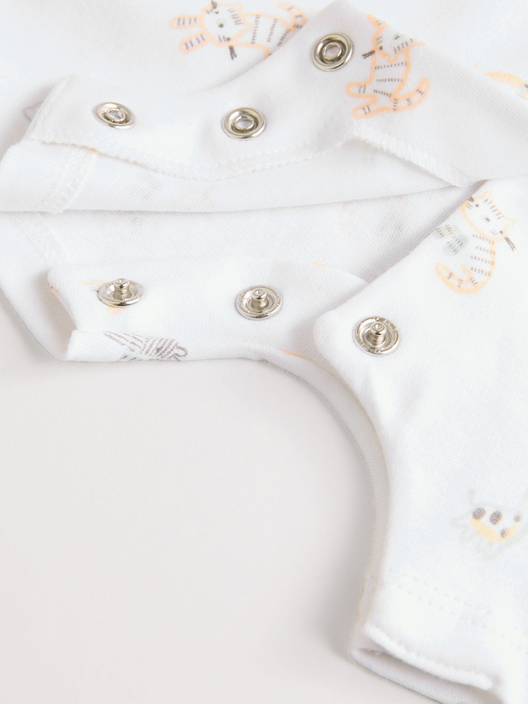 Wit met safariprint - Embroidered 3 Pack Baby Rompers