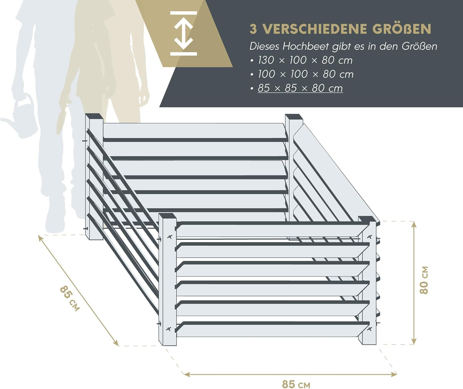Westmann Holz Komposter Konni S | Lärchenholz FSC-Zertifiziert | Robustes & wartungsarmes Holz | Natur | 85x85x80