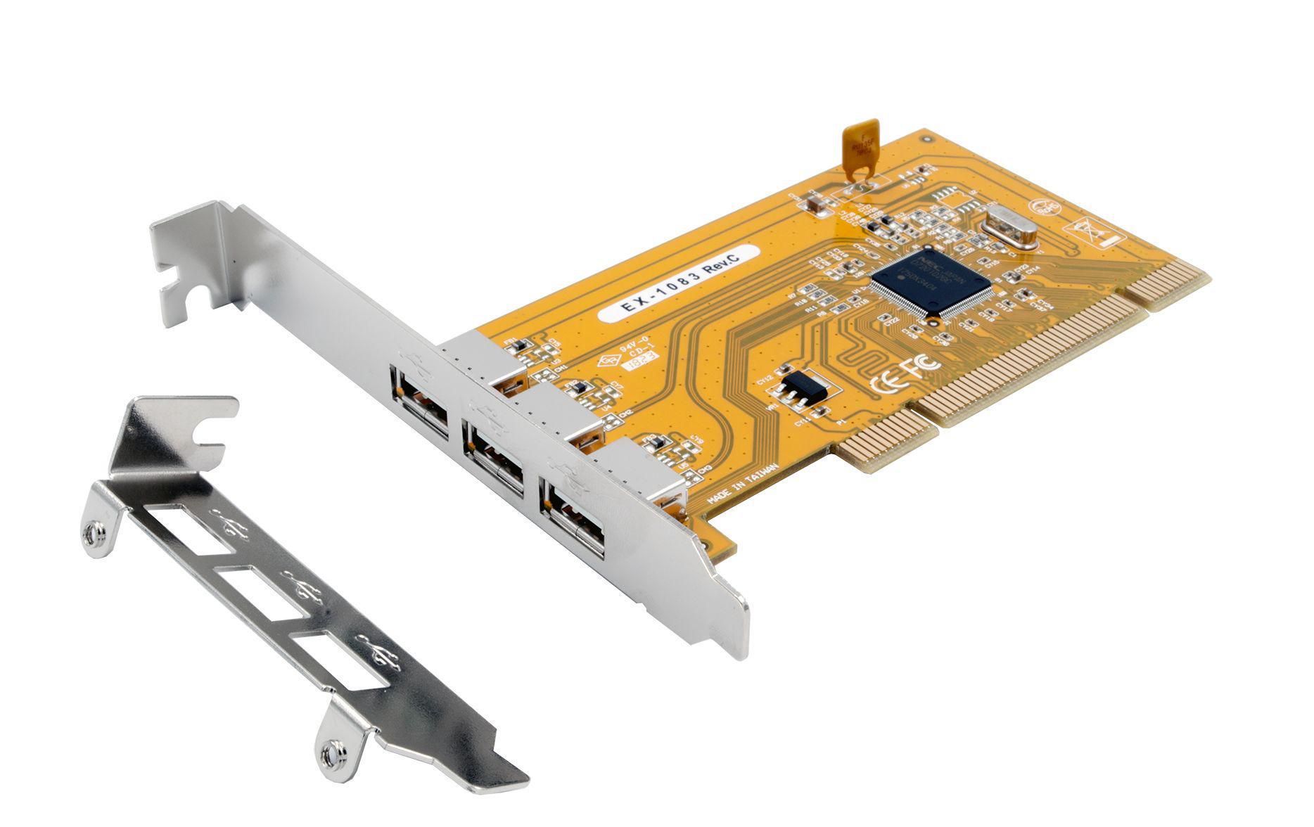 PCI-Karte EX-1083PCI-Karte mit drei USB-2.0-Ports