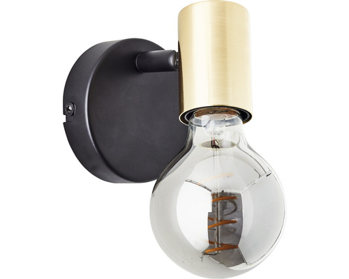 Wandspot, 1-lichts, H 12 cm, zwart/messing