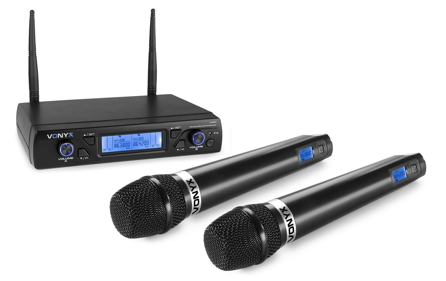 WM62 Set<br>Digitales Doppel UHF Funkmikrofon System mit 16 Frequenzen