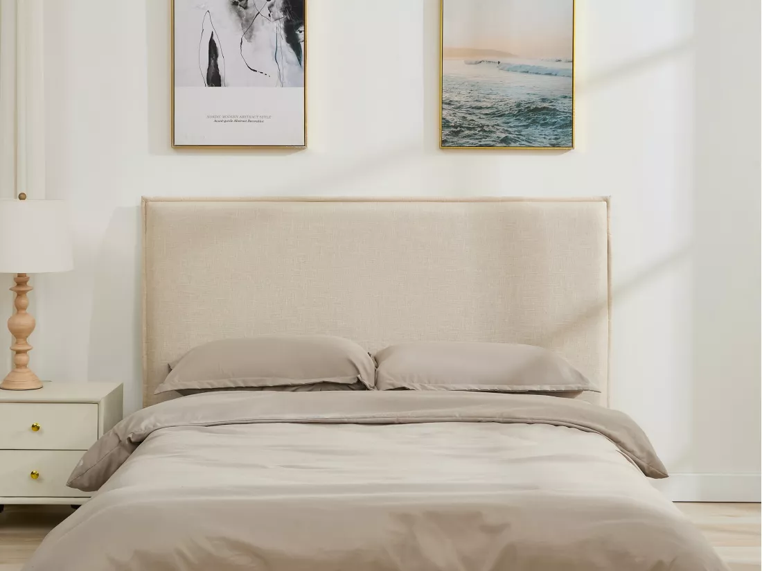 Tête de lit déhoussable 170 cm - Coton et lin - Beige - TAHIME