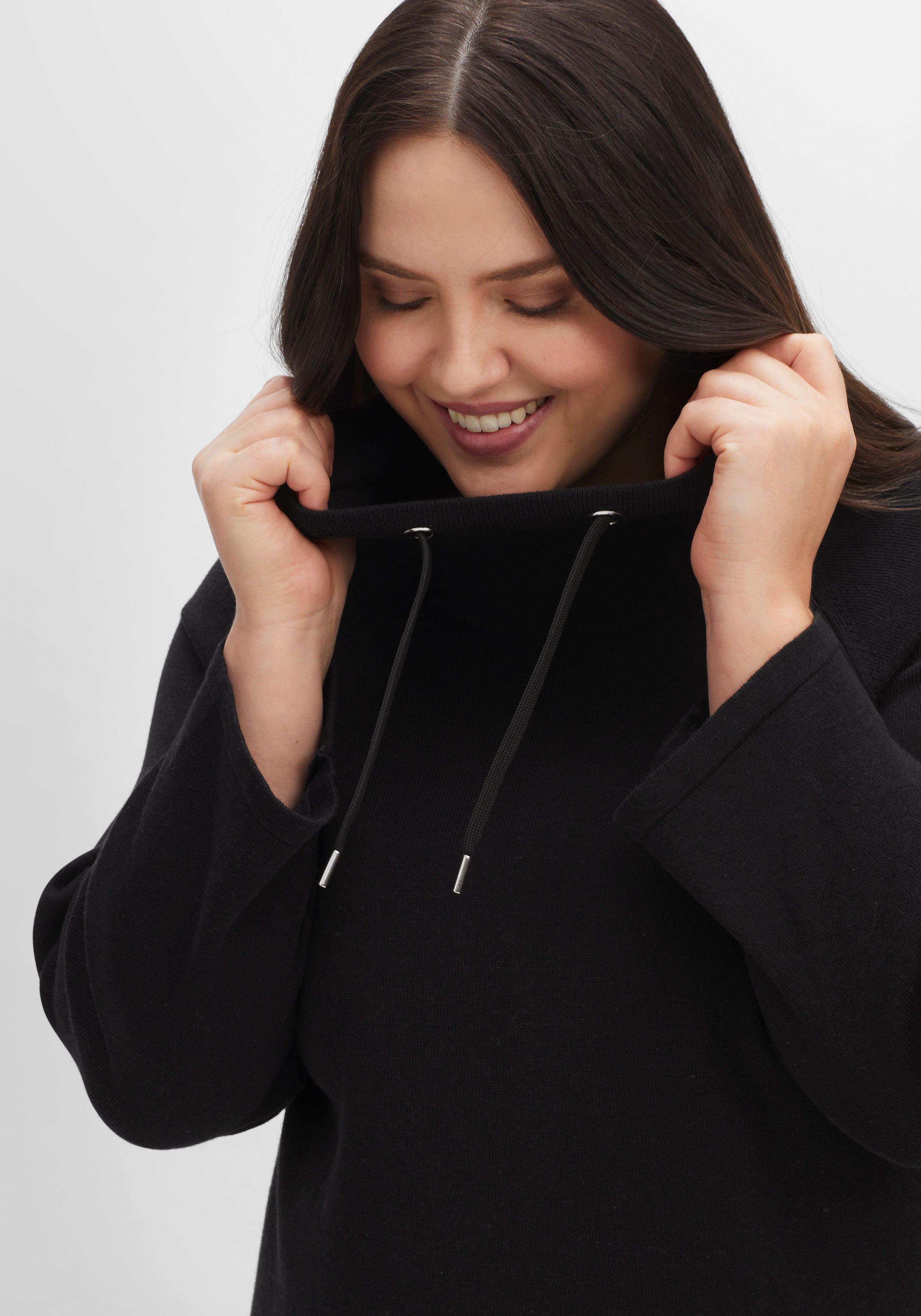Pullover mit weitem Stehkragen und Tunnelzug