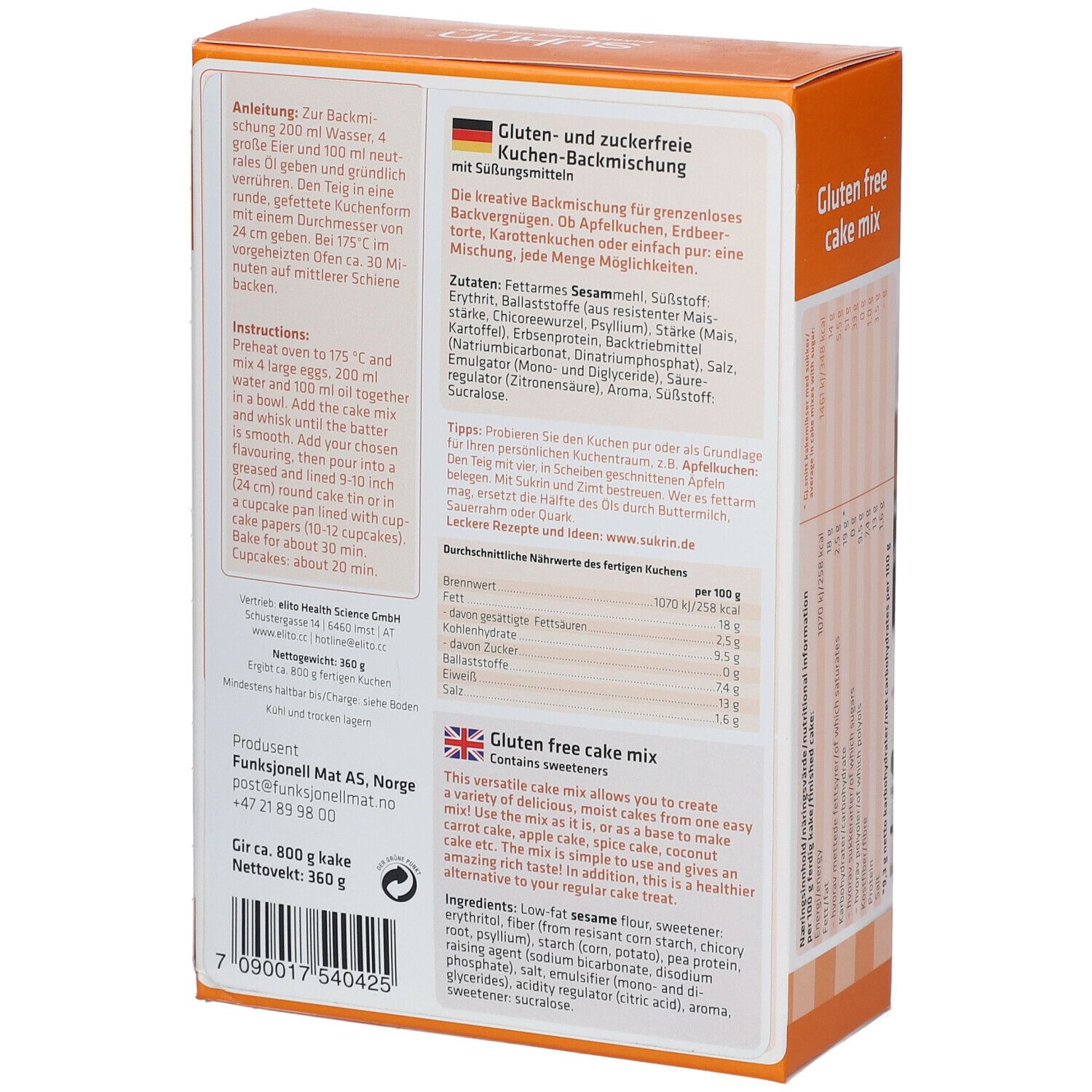 Sukrin Kuchenmix Backmischung