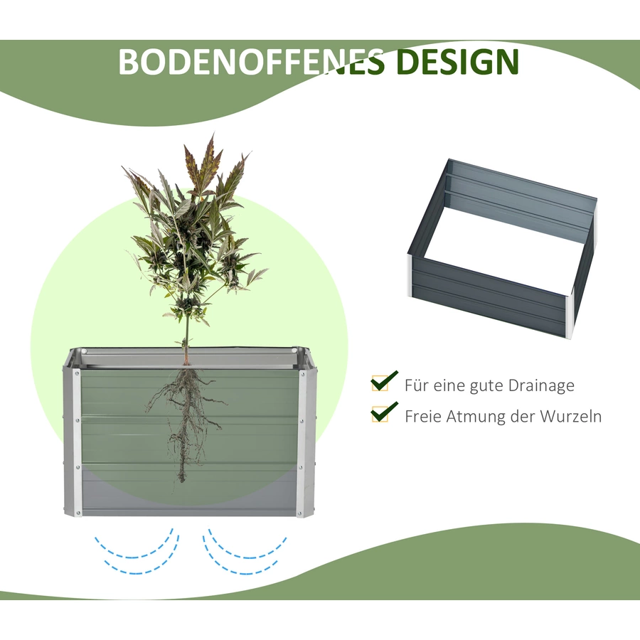 Outsunny Gartenbeet inklusive Gartenhandschuhen grau