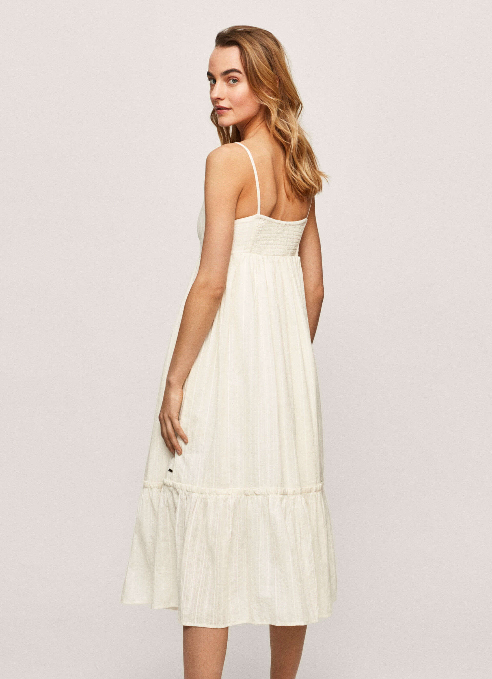 Vestido de teste em algodão dobby - branco
