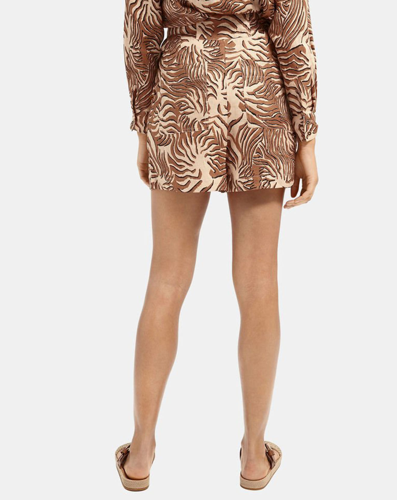 Scotch & Soda Short 100% Lin print corail marron
