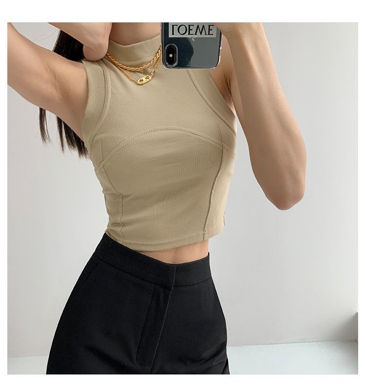 Shira - Tanktop met gepaneelde hals en hoge hals
