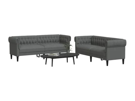Ensemble de canapés 2 pièces gris foncé tissu