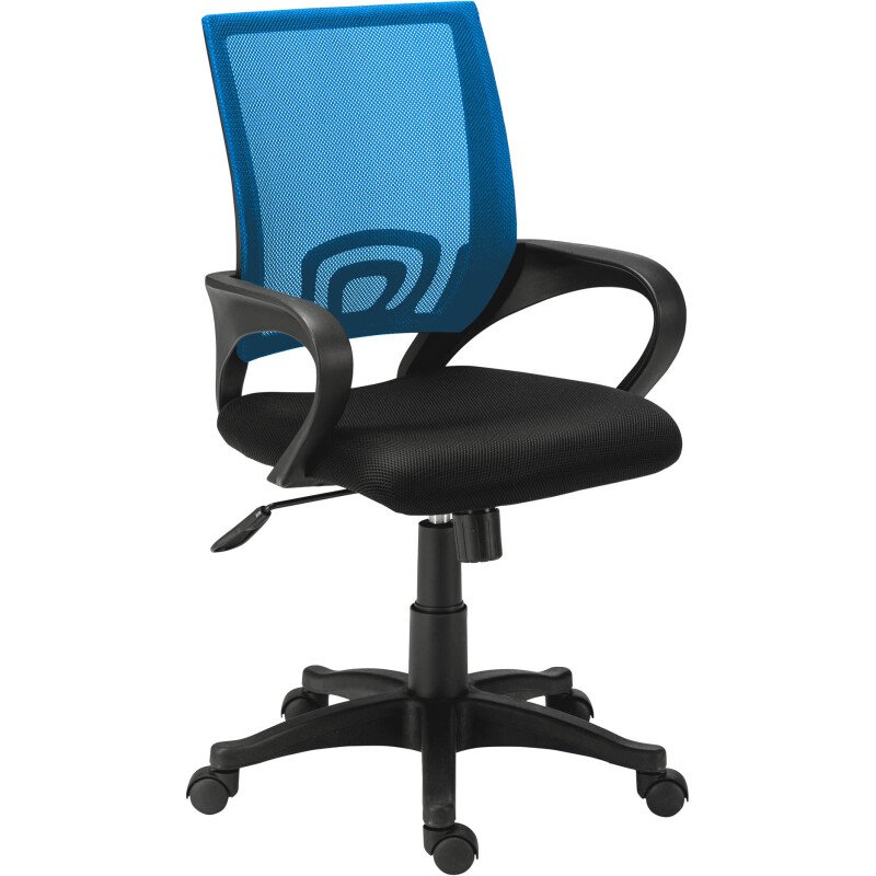 Chaise de bureau SPRING tissu et maille coloré - avec accoudoirs et soutien lombaire - Mécanisme Basculant centré - Pied noir