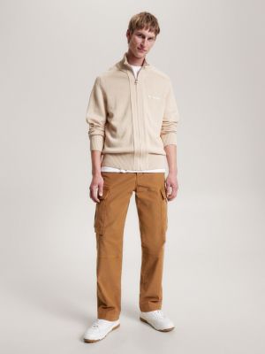 Cardigã Hilfiger Monotype com gola alta e fecho de correr.