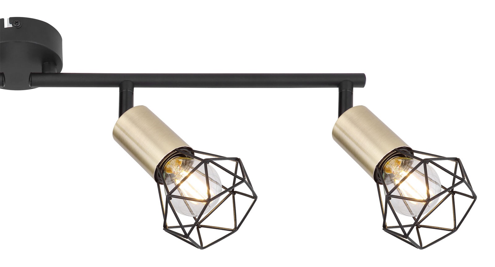 GLOBO Retrofit Deckenlampe XARA I 4 Spots schwarz /messingfarbig