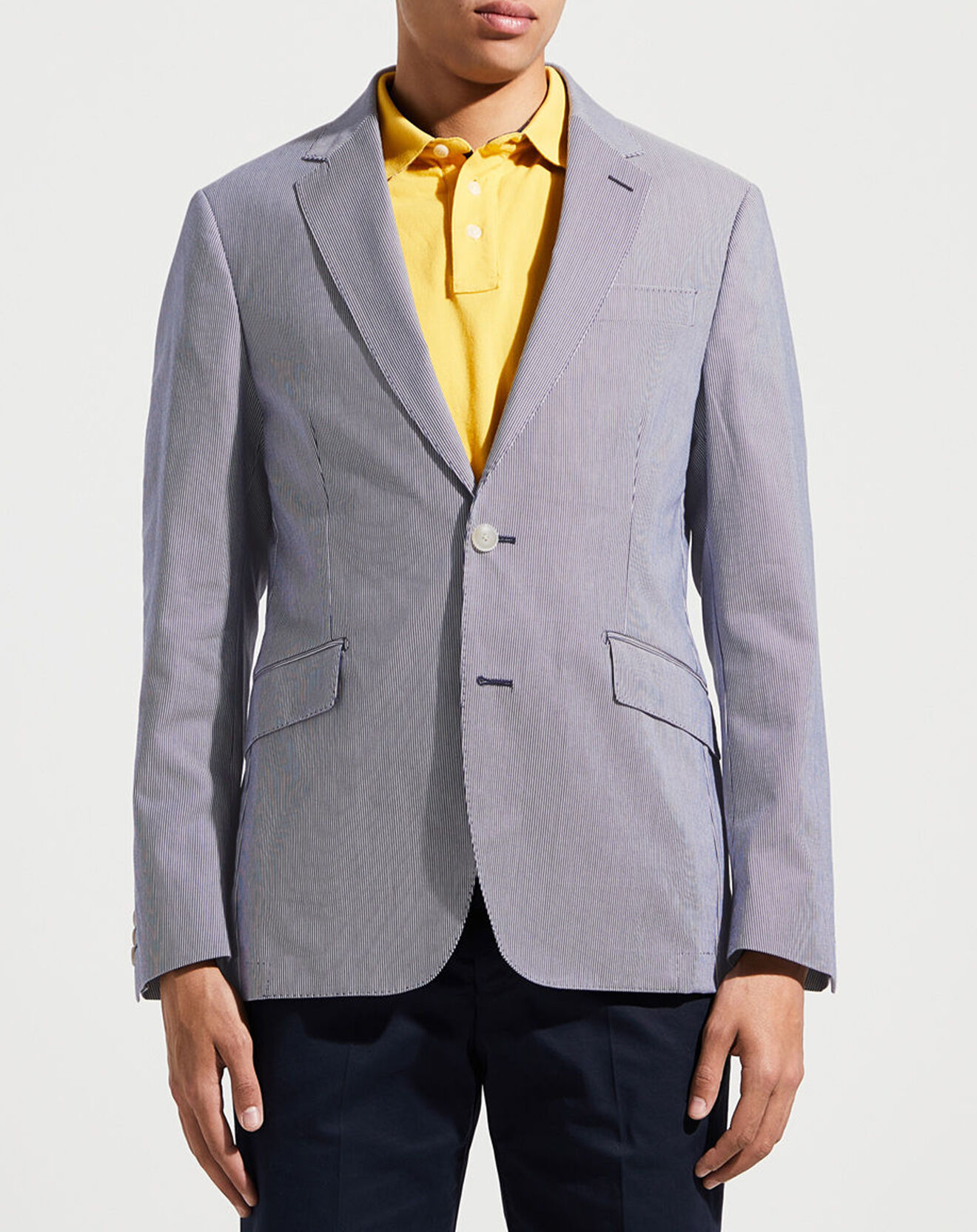 Hackett London Blazer en Coton & Lin Milleraie bleu/blanc