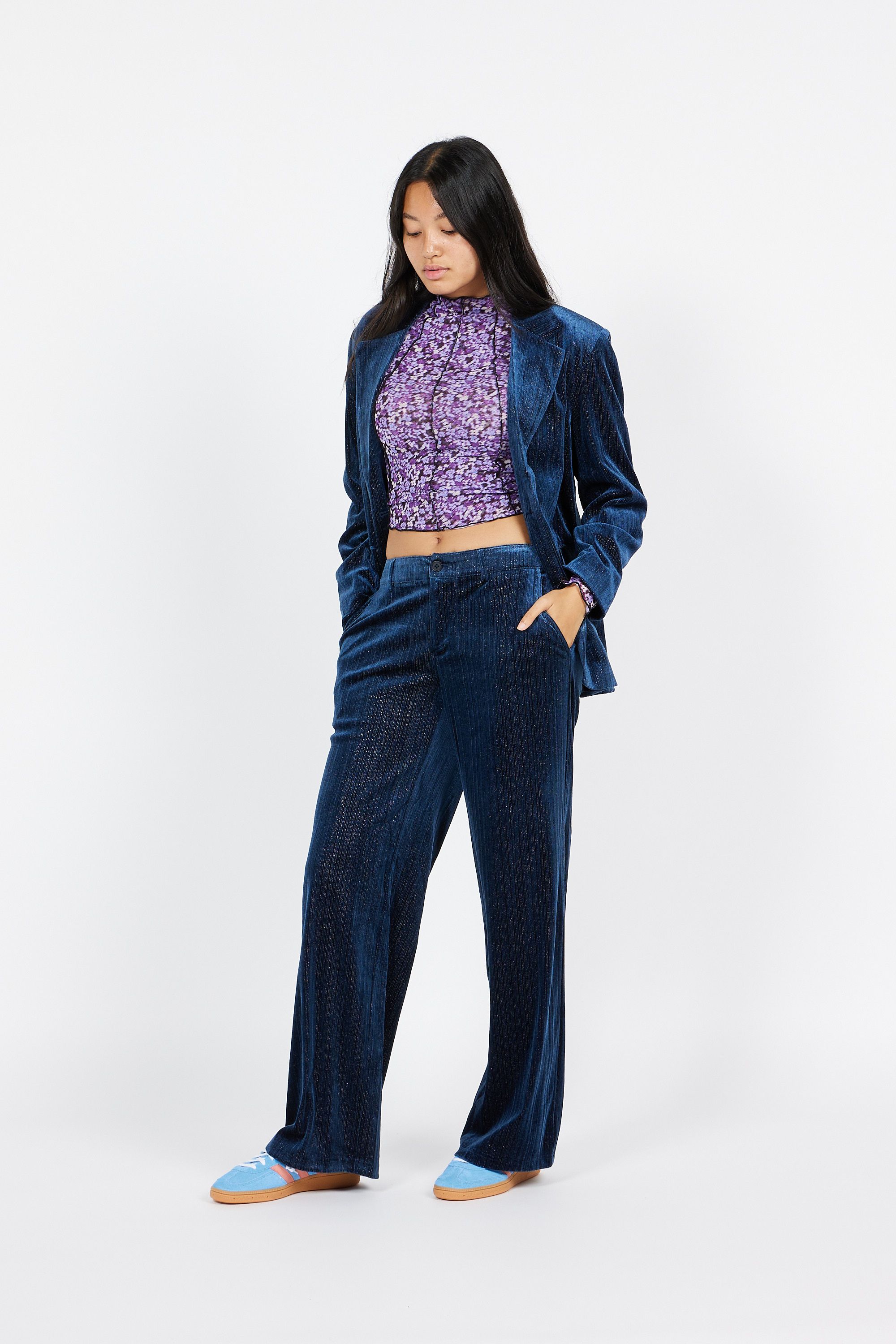 NOISY MAY Blazer NMAIDA LS GLITTER BLAZER Bleu