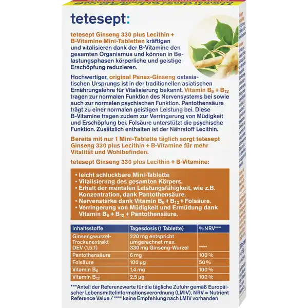 Ginseng 330 plus Lecithin + B-Vitamine