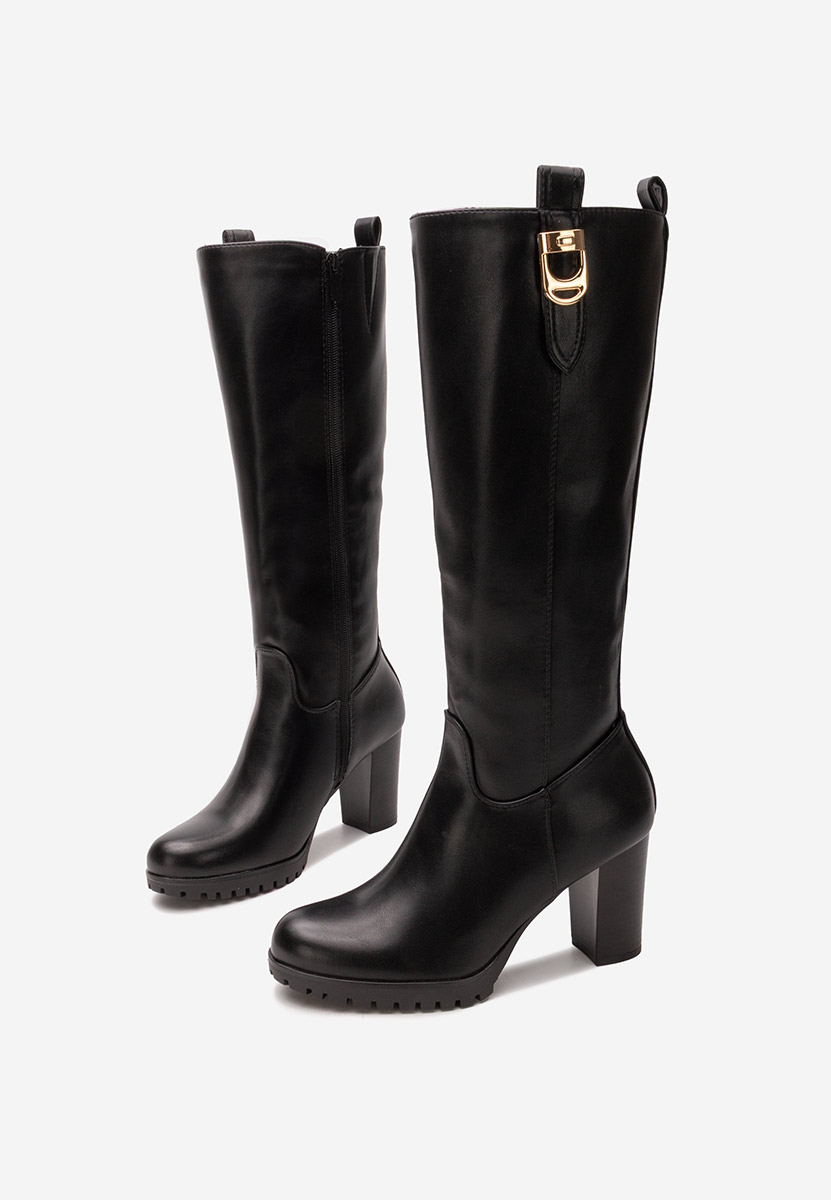 Bottes à talon carré noires Lorisea