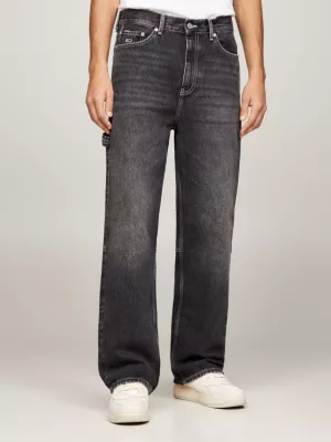 Calça jeans Aiden Baggy Back com logo e lavagem preta desbotada