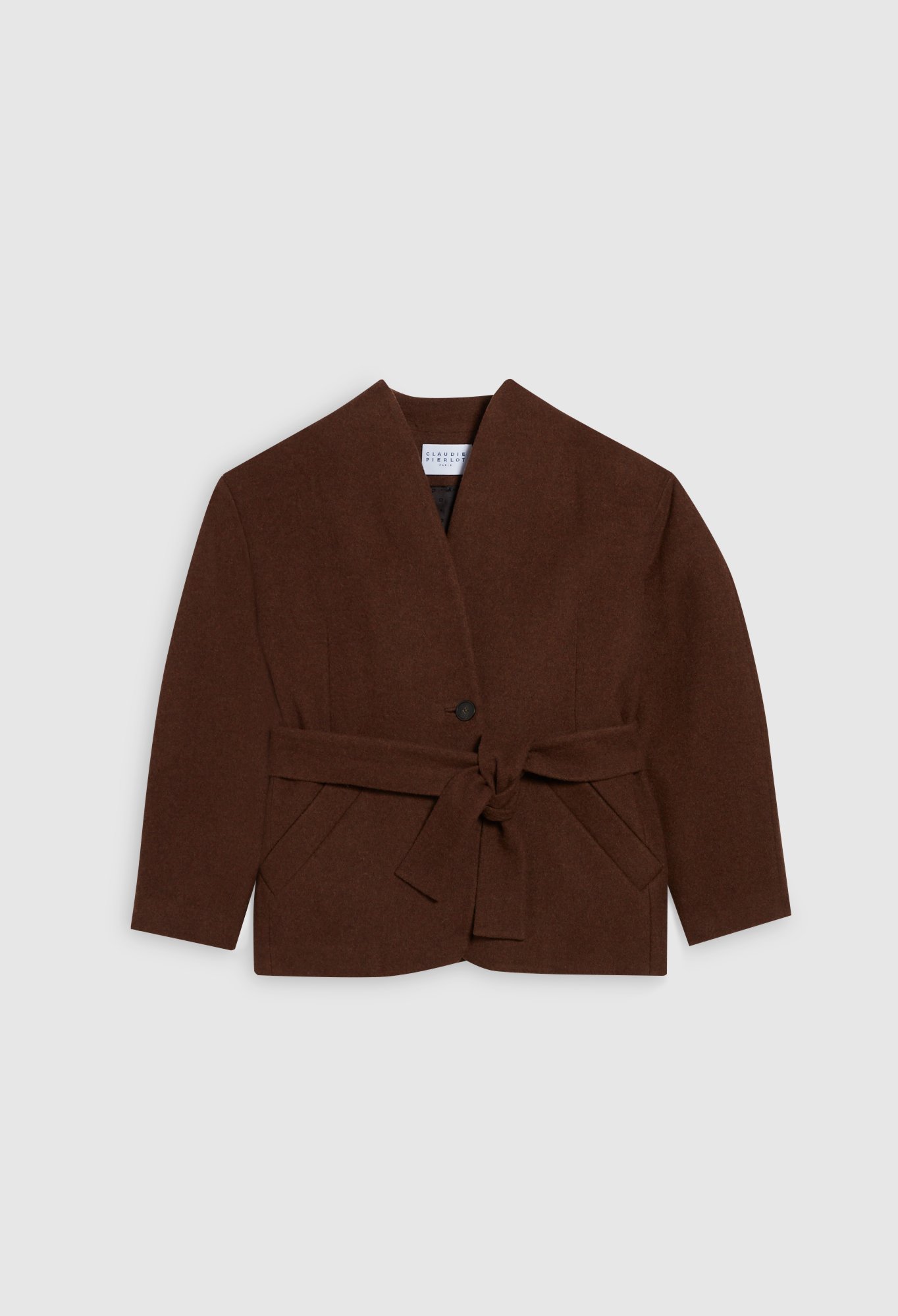 Veste en laine ceinturee